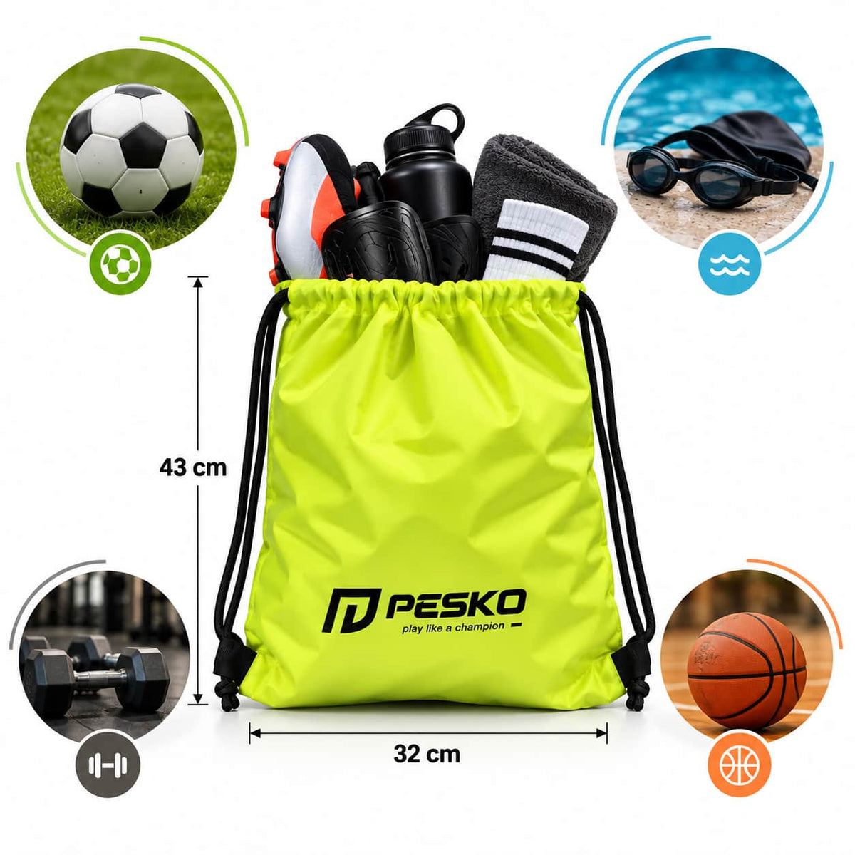 Pesko DrawString Bag for Sports
