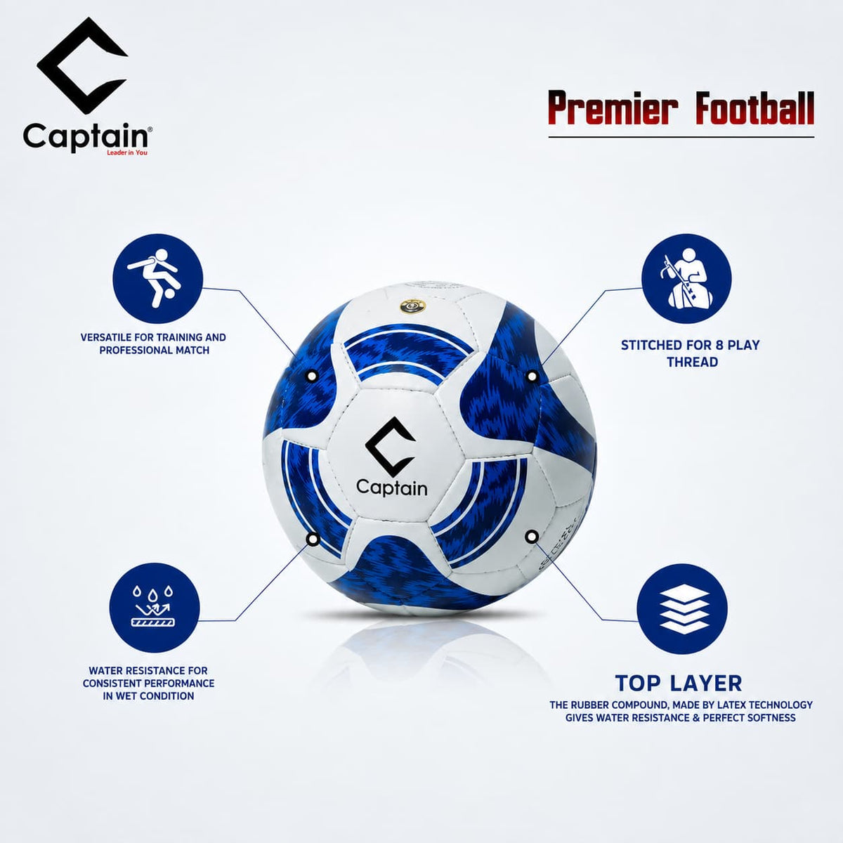 CAPTAIN Premier Football For All Grounds - Size 5