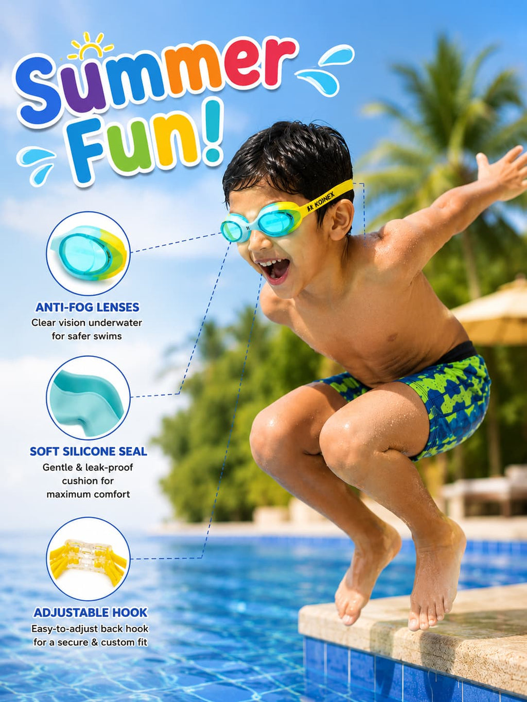 KONEX Swimming Goggles For Kids