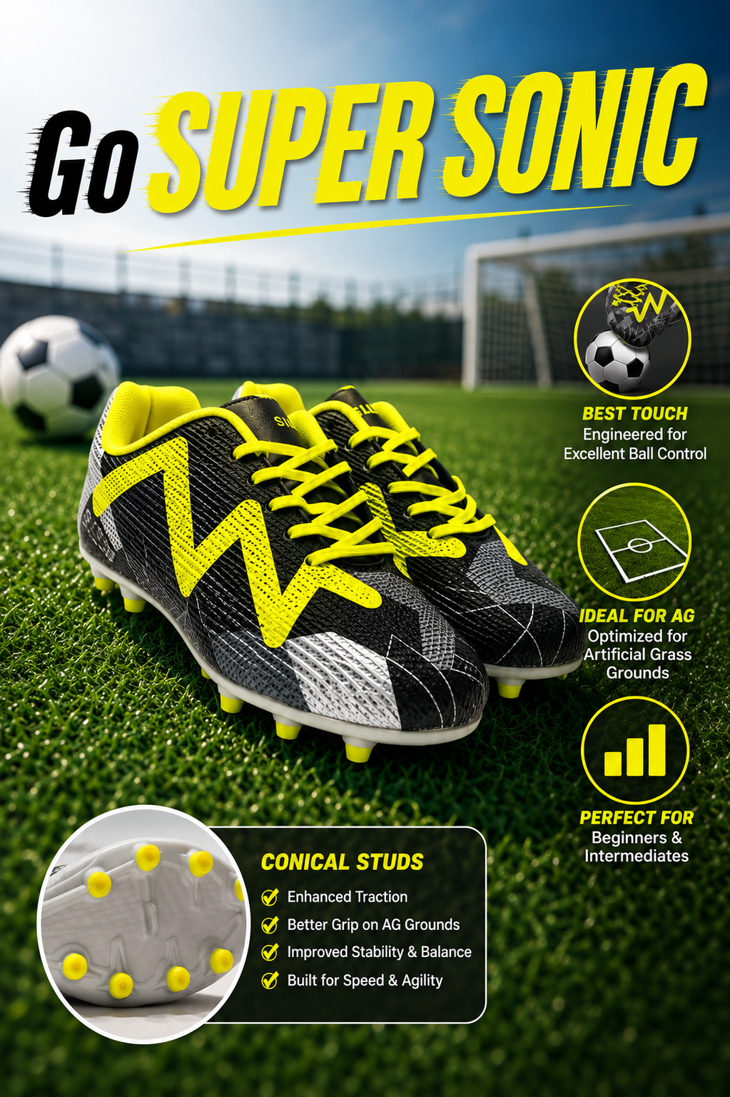 Silco Sonic Football Studs - AG/FG