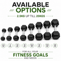 Hexa Rubber Coated Dumbbells with Chrome Handle (Pair of 2) | 2.5KG–15KG