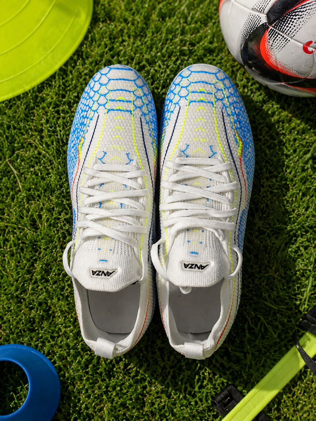 Anza Piezo White Football Studs For All Grounds(FG/MG)