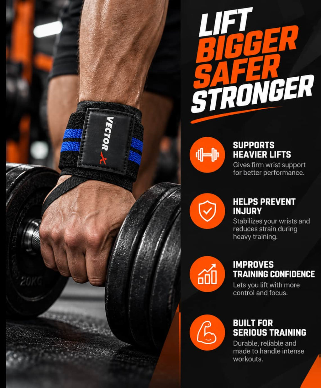 Vector X Wrist Supporter For Gym & Weight Lifting