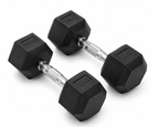 Hexa Rubber Coated Dumbbells with Chrome Handle (Pair of 2) | 2.5KG–15KG